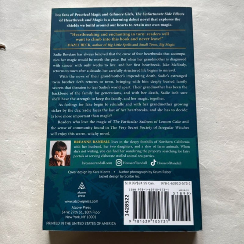 The Unfortunate Side Effects of Heartbreak and Magic - signed bookplate 