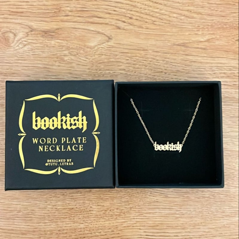 Bookish word plate necklace 