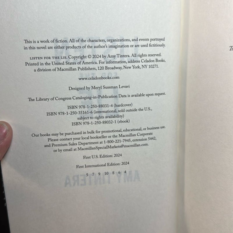 Listen for the Lie - 1st US Edition
