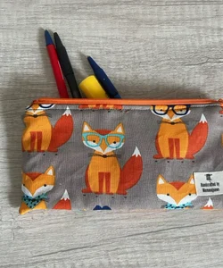 Fancy fox pencil case handmade