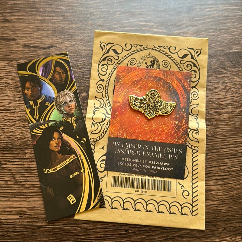 Fairyloot Exclusive Special Edition of Ember in the Ashes Pin & Bookmark