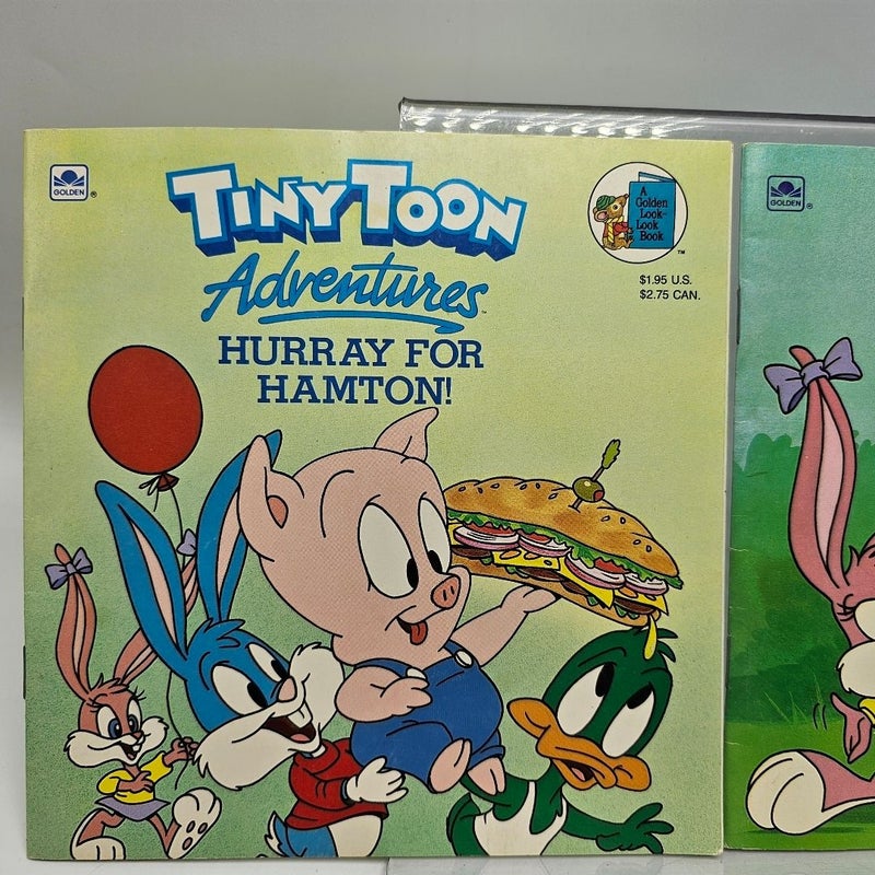 Tiny Toons Adventures Books Lot 2 Paperback  Hooray Hampton Rock Roar 1990