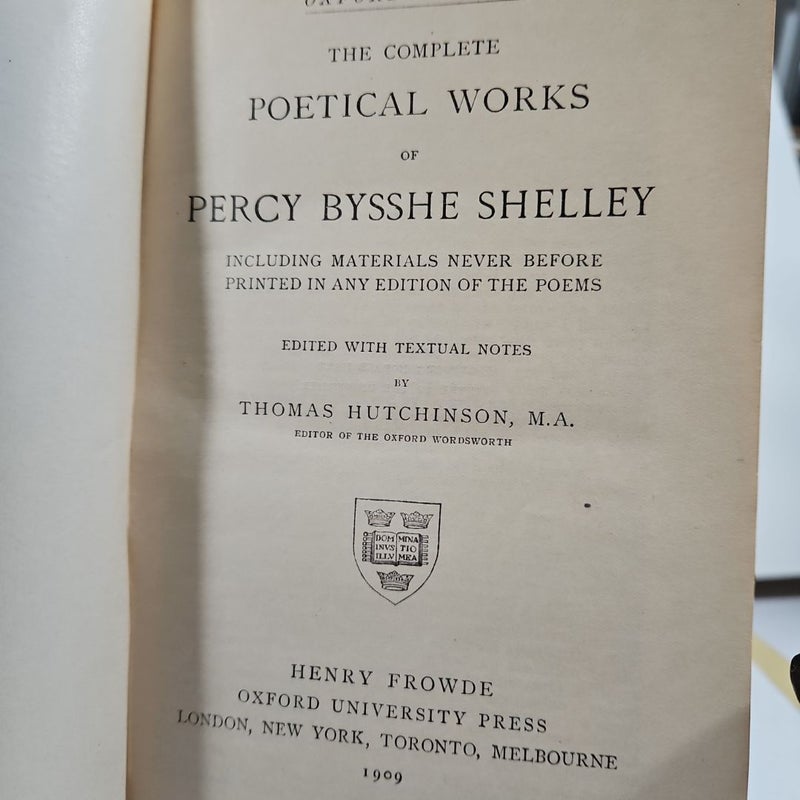 Poetical works of Percy Bysshe  Shelley