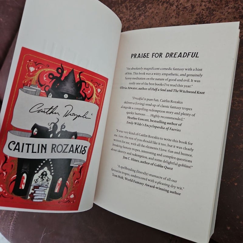 Signed first edition Dreadful with wooden bookmark