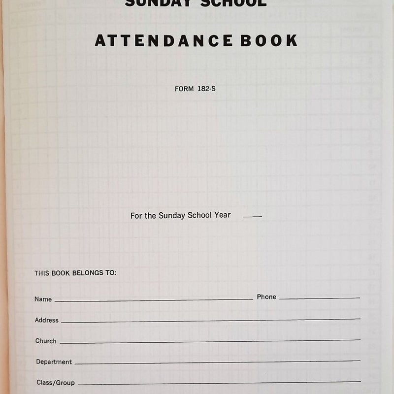 Sunday School Attendance Book 182-S