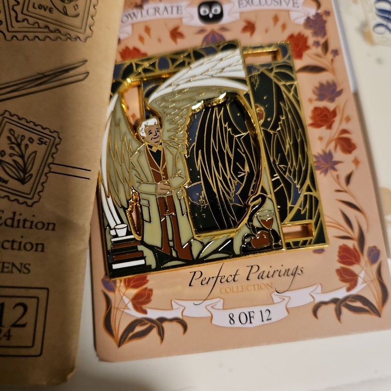Owlcrate good omens collectible exclusive bookish merch pin