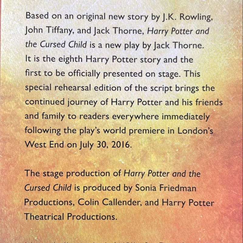 Harry Potter and the Cursed Child Parts One and Two (Special Rehearsal Edition Script)