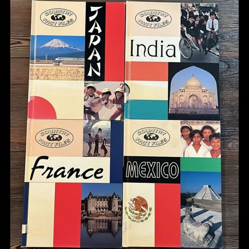 Country Fact Files HC Lot Of 4 Books Japan India France Mexico