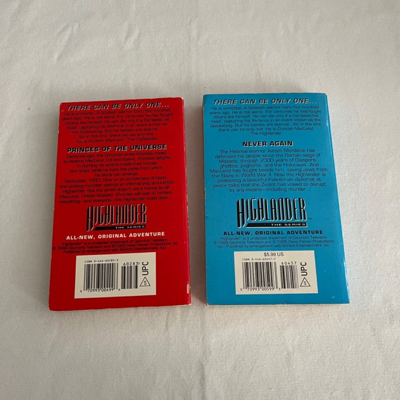 Highlander paperback books TV tie-in edition