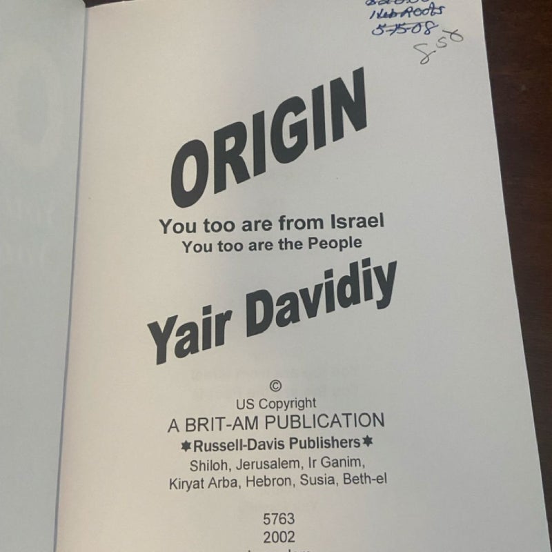 Origin: You Too are from Israel - You Too are the People