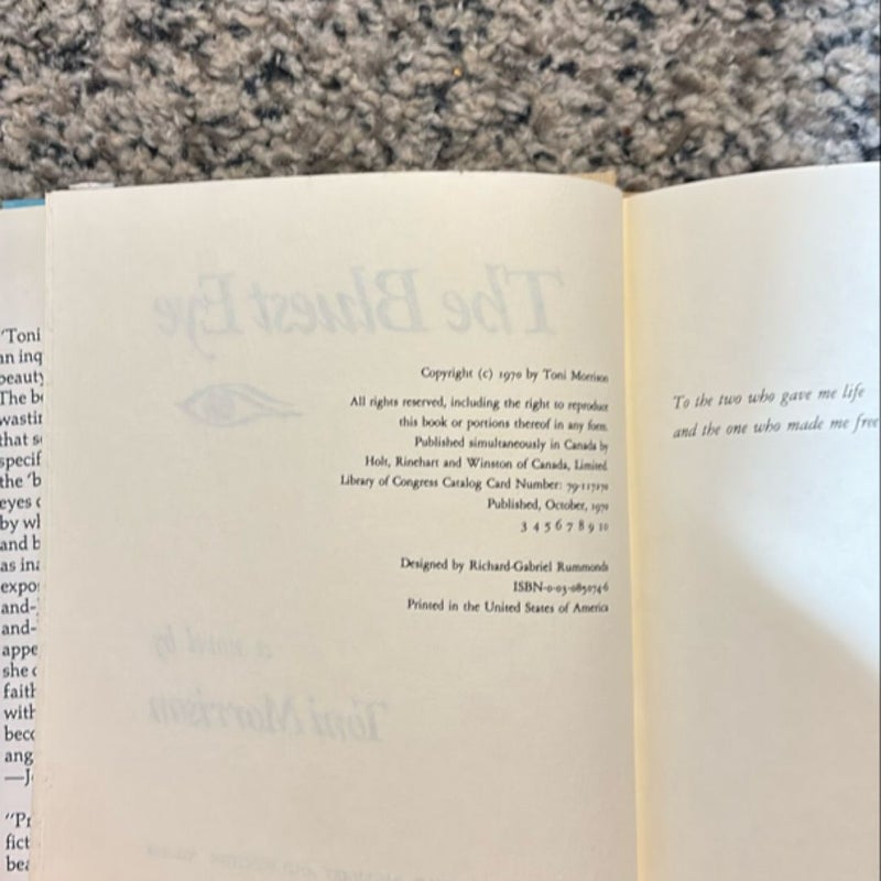 The Bluest Eye First Edition Third Printing