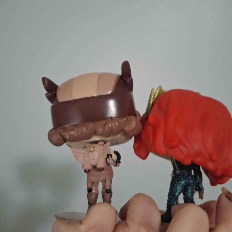 Hawgirl and Mera funko pops