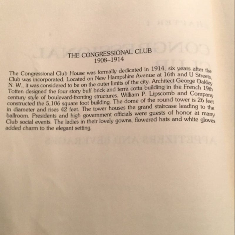 The Congressional Club Cook Book