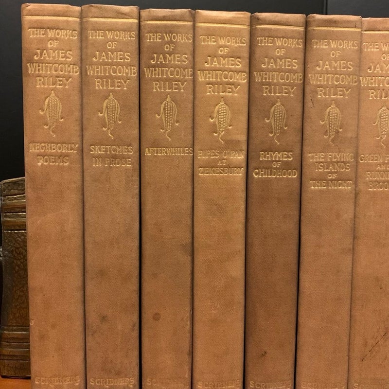 The Works of James Whitcomb Riley, Complete 16 Volume Vintage 1915 Homestead Scribner’s Set