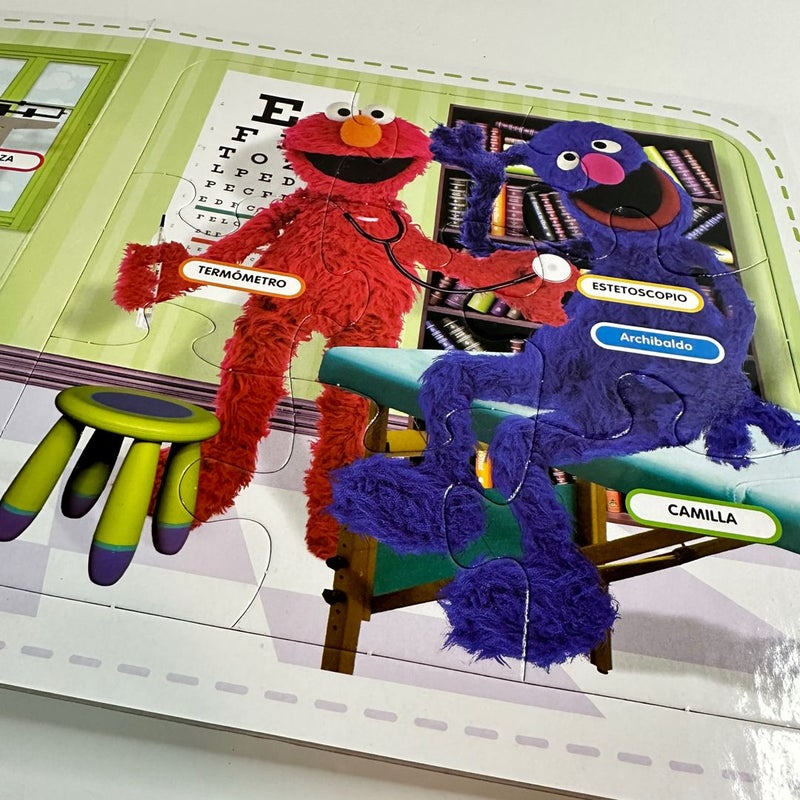 Spanish Plaza Sesamo Los oficios de Elmo Sera Doctor with Puzzles