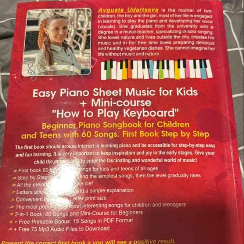 Easy Piano Sheet Music for Kids + Mini-Course How to Play Keyboard