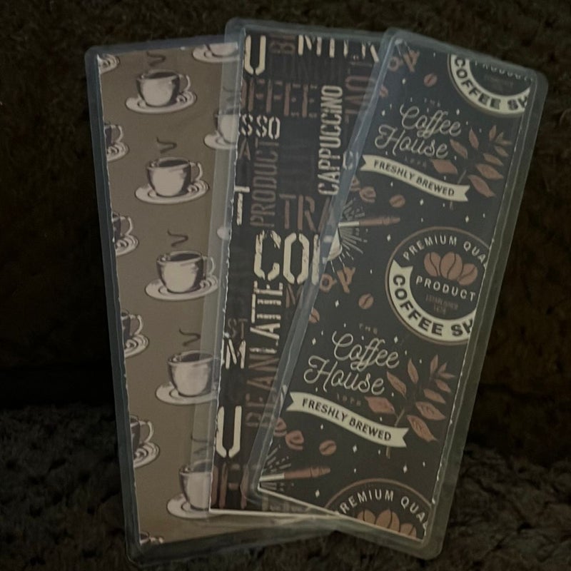 3 double sided laminated bookmark coffee 