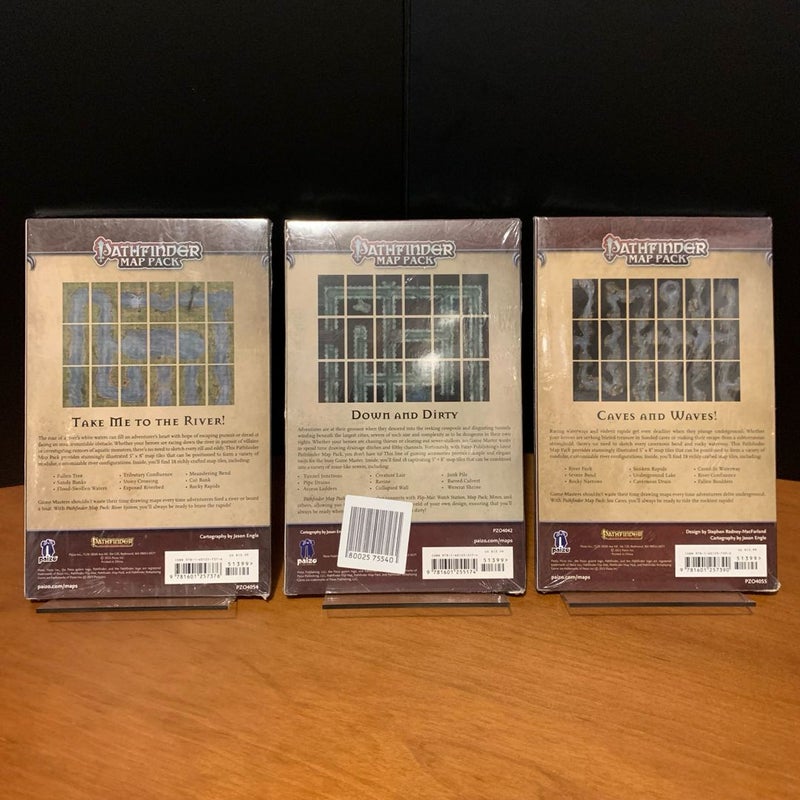 Pathfinder Map Pack Lot: River System, Sewer System, Sea Caves, NEW in wrap