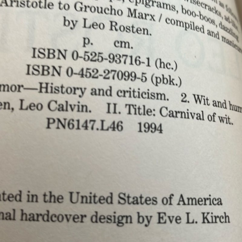 Leo Rosten's Carnival of Wit