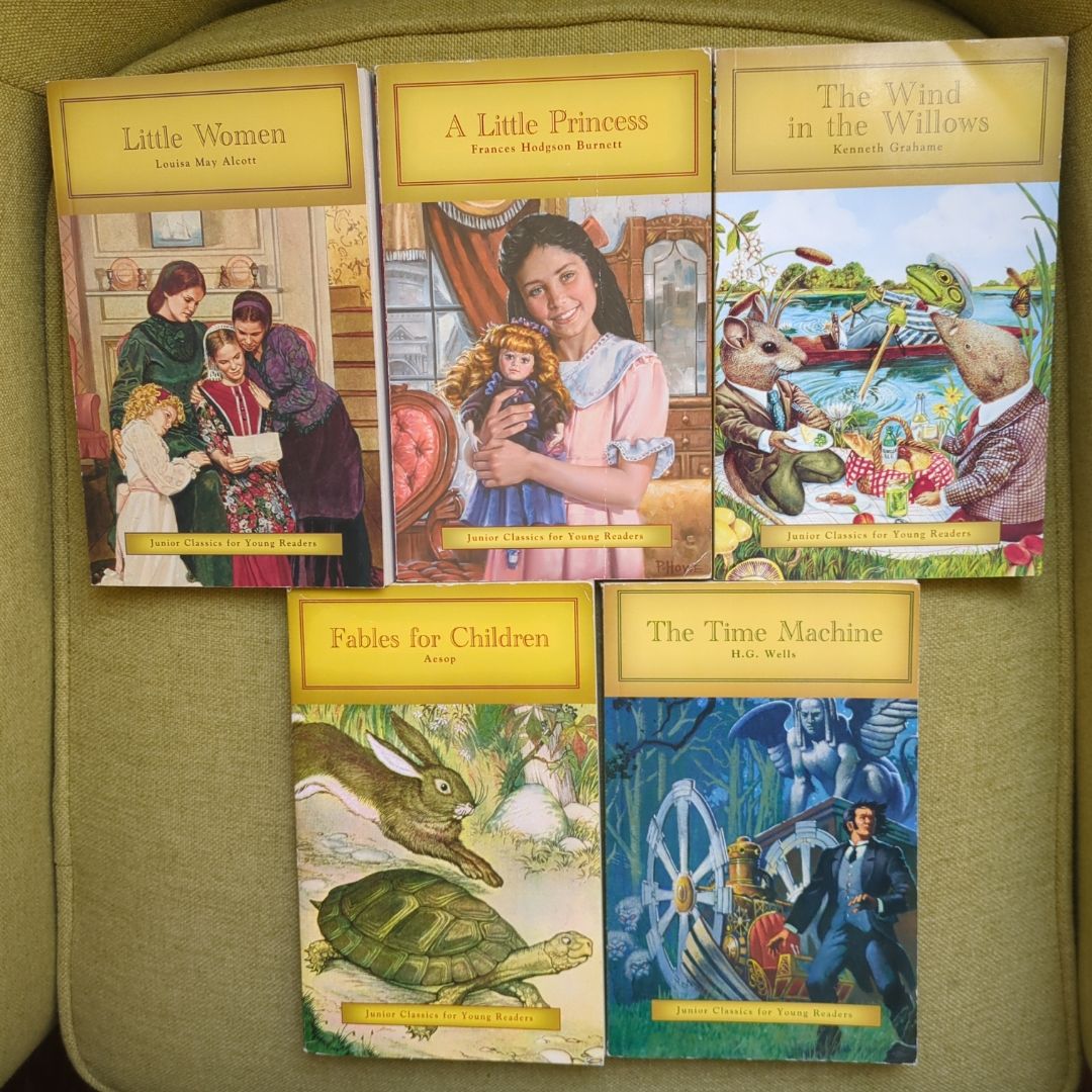 Junior Classics for Young Readers 5 Book Bundle: Little Women, A Little Princess, The Wind in the Willows, Fables for Children & Time Machine (willing to split)