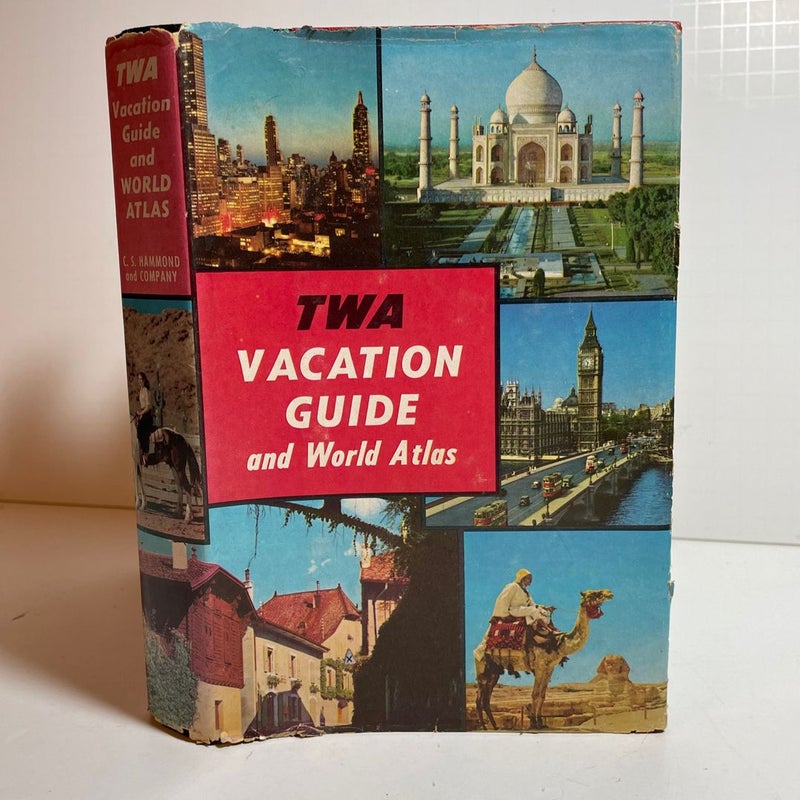 1956 TWA Vacation Guide And World Atlas Hardcover Book C.S. Hammond with DJ