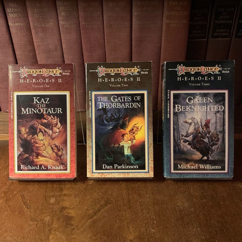 DragonLance: Heroes II Trilogy: Kaz the Minotaur, The Gates of Thorbardin, Galen Beknighted, All First Edition First Printing