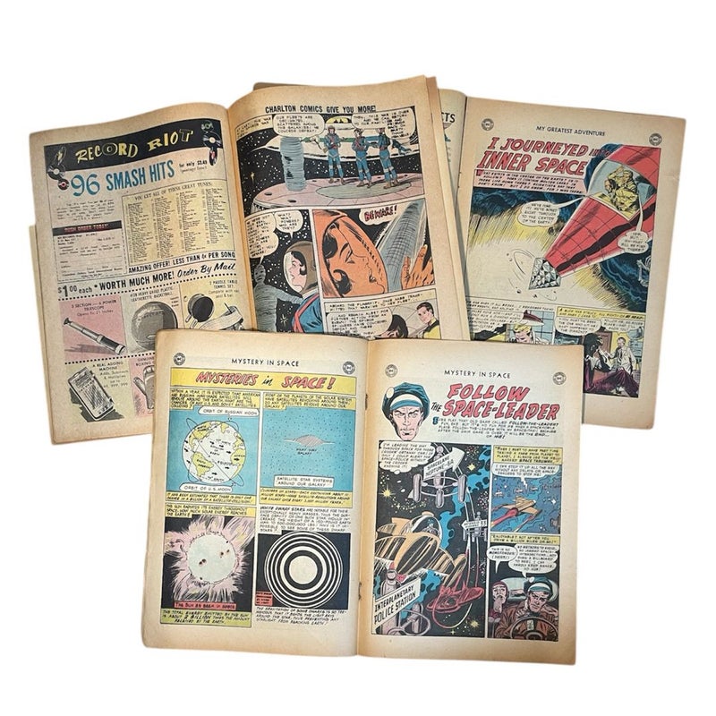 Vintage Space Sci-Fi Comic Lot Coverless Remaindered Set of 7 DC Charlton Comics