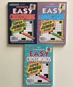 Lot of 3 Penny Press Favorite Easy Vrossword Puzzle Books
