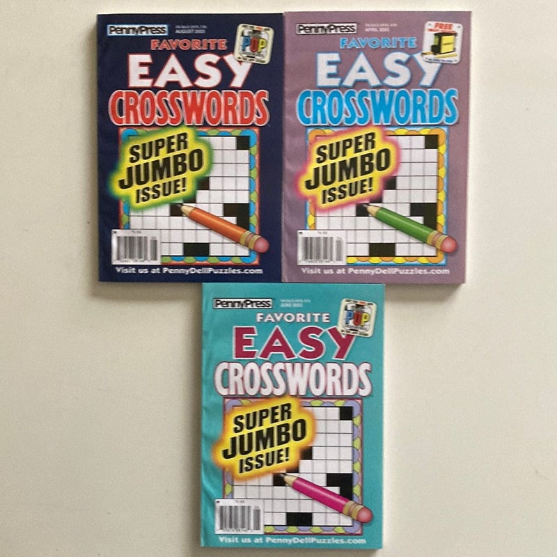 Lot of 3 Penny Press Favorite Easy Vrossword Puzzle Books