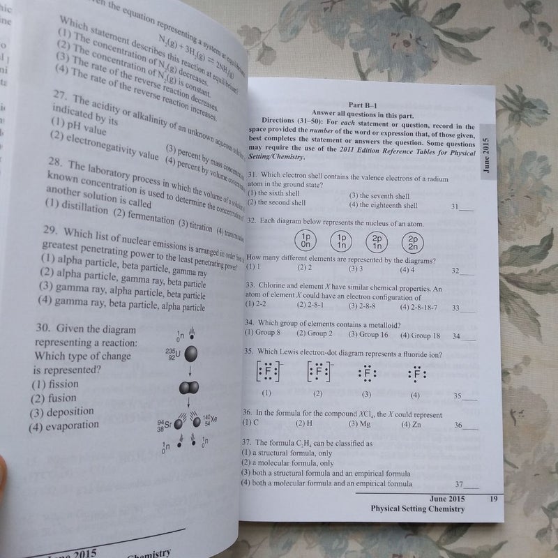 Physical Setting Chemistry Regents Review Practice Tests