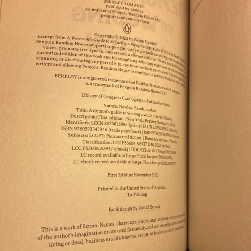 A Demon's Guide to Wooing a Witch First Printing