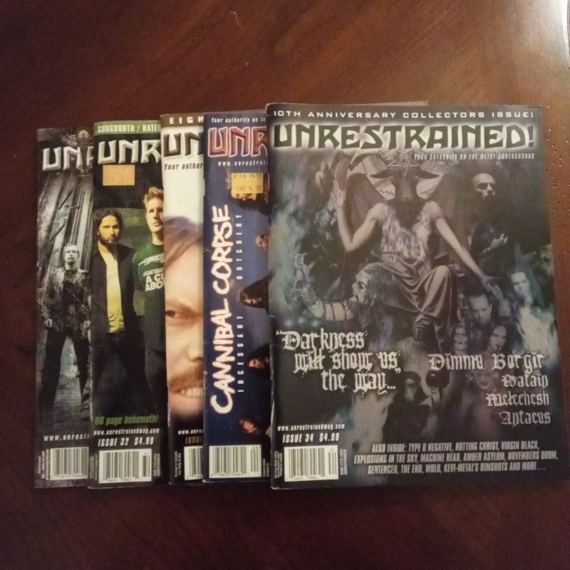 5 issues of Unrestrained metal magazine