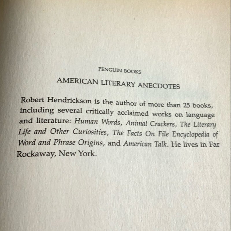 American Literary Anecdotes