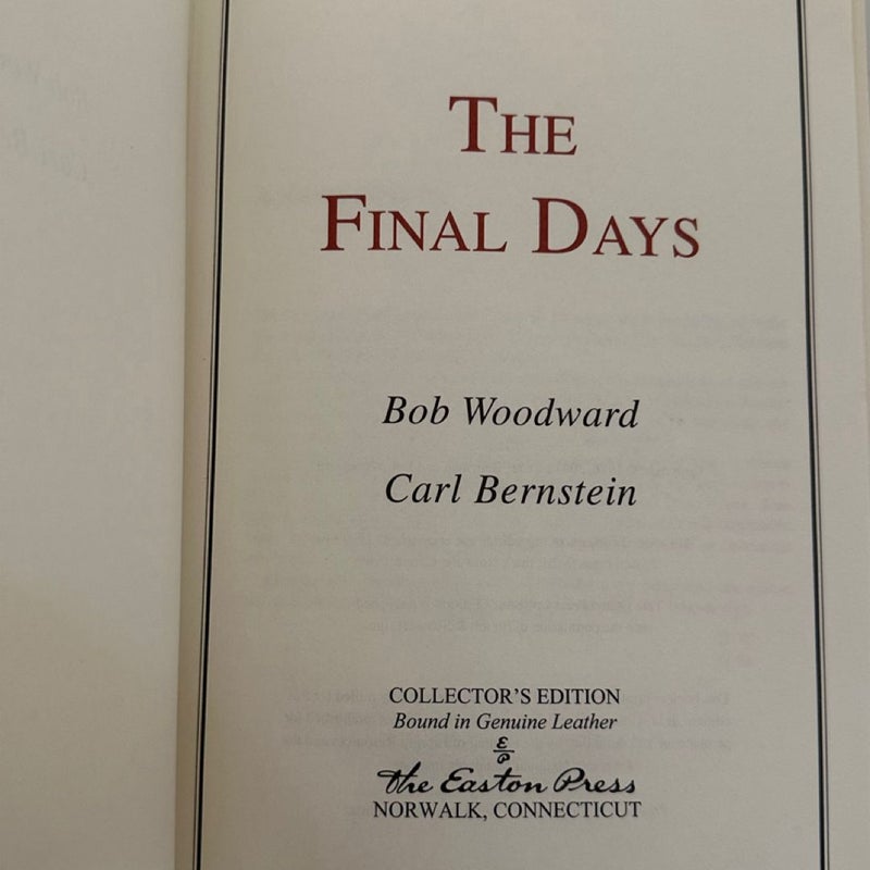 The Final Days by Carl Bernstein Bob Woodward  Days Easton Press Leather Binding