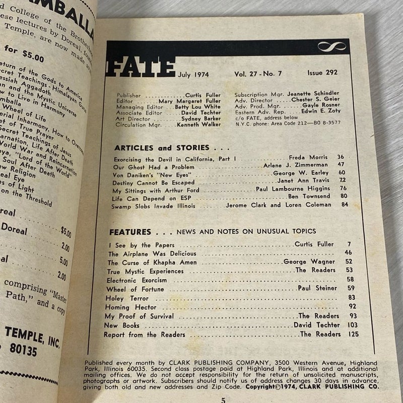 Lot of Two FATE: True Stories of the Strange and Unknown Magazine