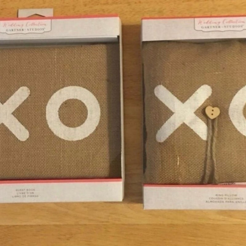 Gartner Studios XO Burlap Covered Wedding Guestbook Set 