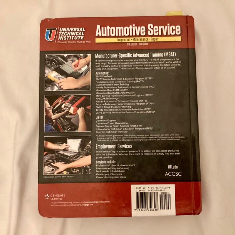 Automotive Service Inspection Maintenance Repair 2016 Hardcover