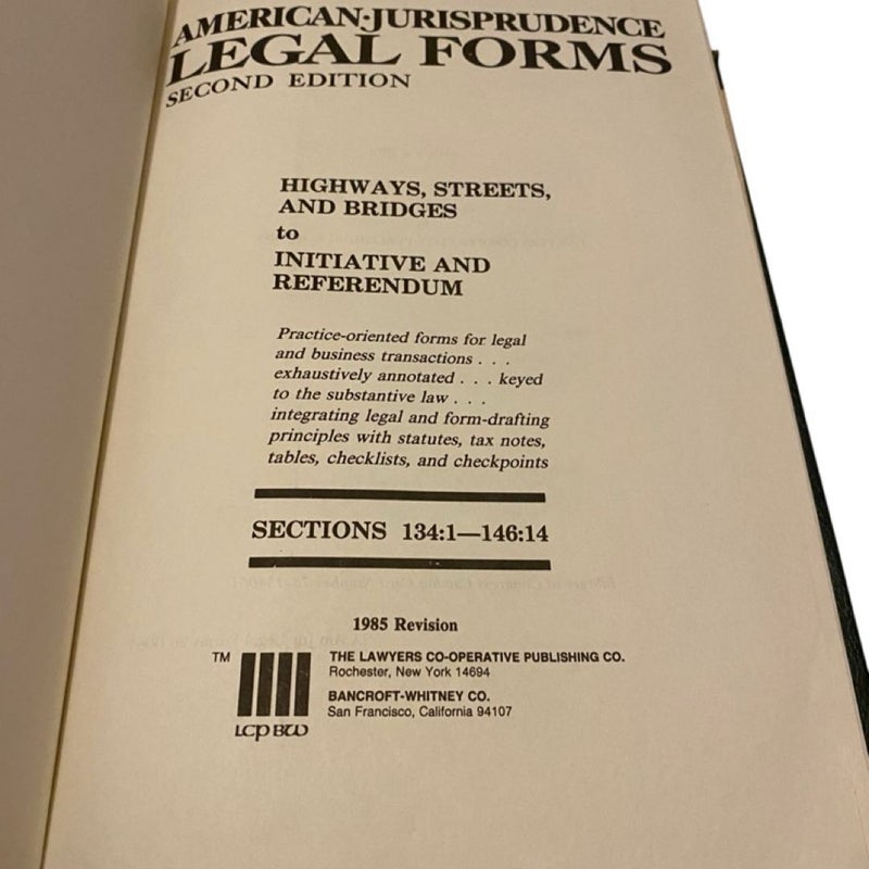 American Jurisprudence Legal Forms 2d Hardcover Book