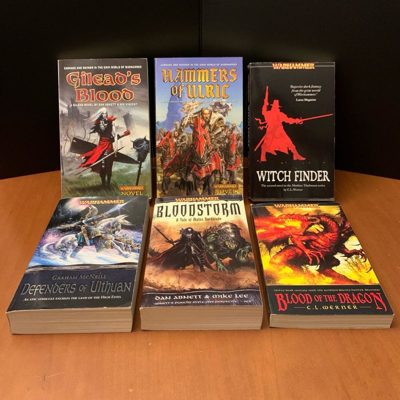 Warhammer Fantasy: Gilead’s Blood, Hammers of Ulric, Witch Finder, Defenders of Ulthuan, Bloodstorm, Blood of the Dragon, All First Printing