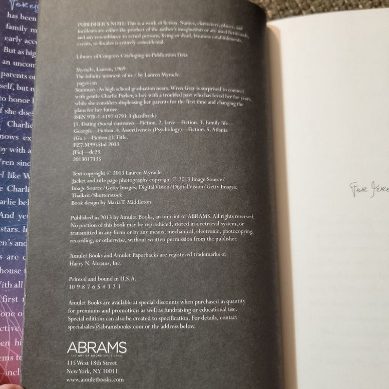 Infinite Moment of Us (2013 First Edition)