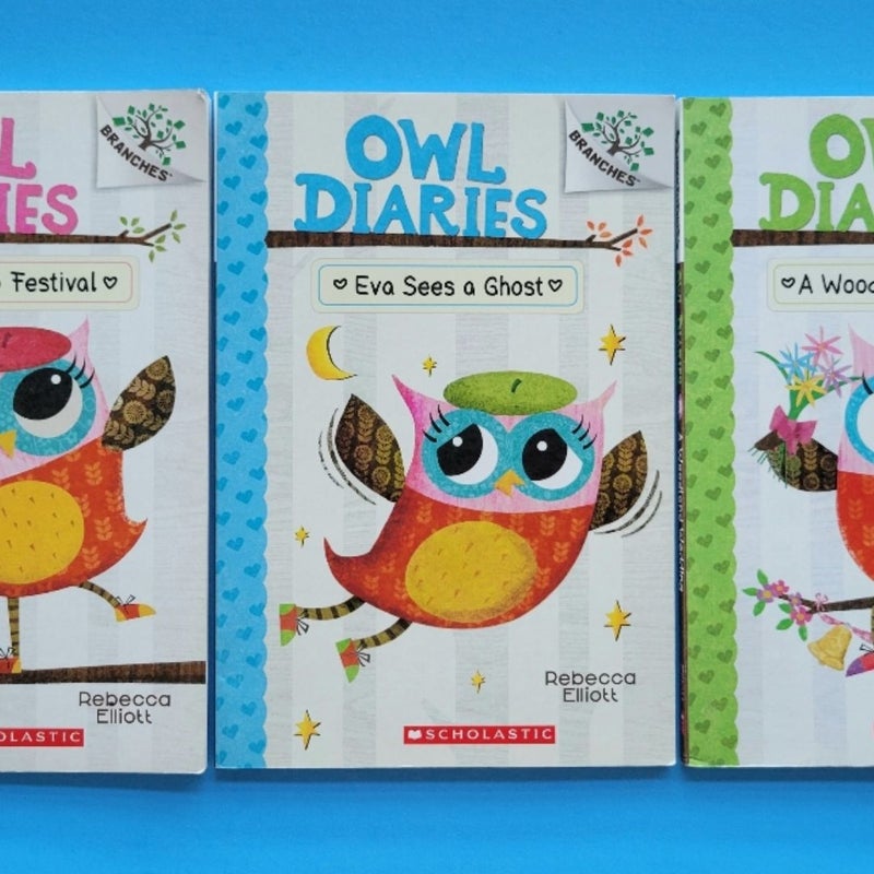 OWL DIARIES BOOKS LOT # 1-10 COMPLETE SET BY REBECCA ELLIOT BRANCHES SCHOLASTIC