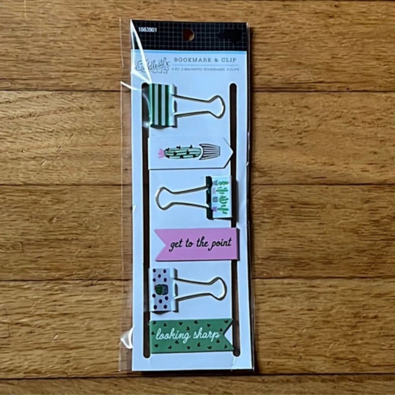 New Magnetic Bookmark & Binder Clip Set