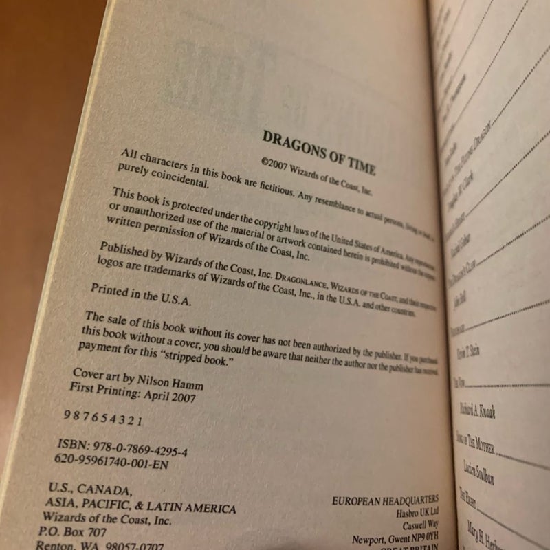 DragonLance: Dragons of Time, Anthology, First Edition First Printing