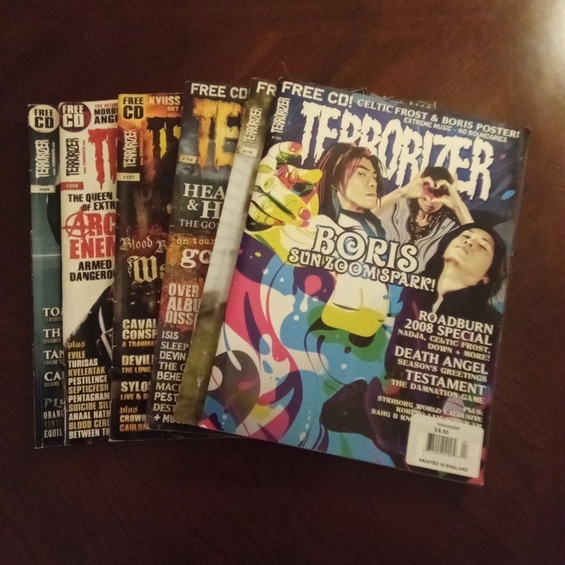 Lot of 6 Terrorizer magazines #169, 170, 184, 207, 209, 250