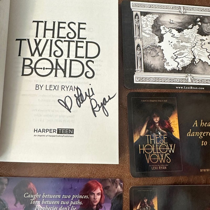 These twisted bonds signed with cards and bookmarks