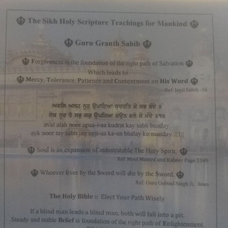 The Sikh Holy Scripture Teachings for Mankind