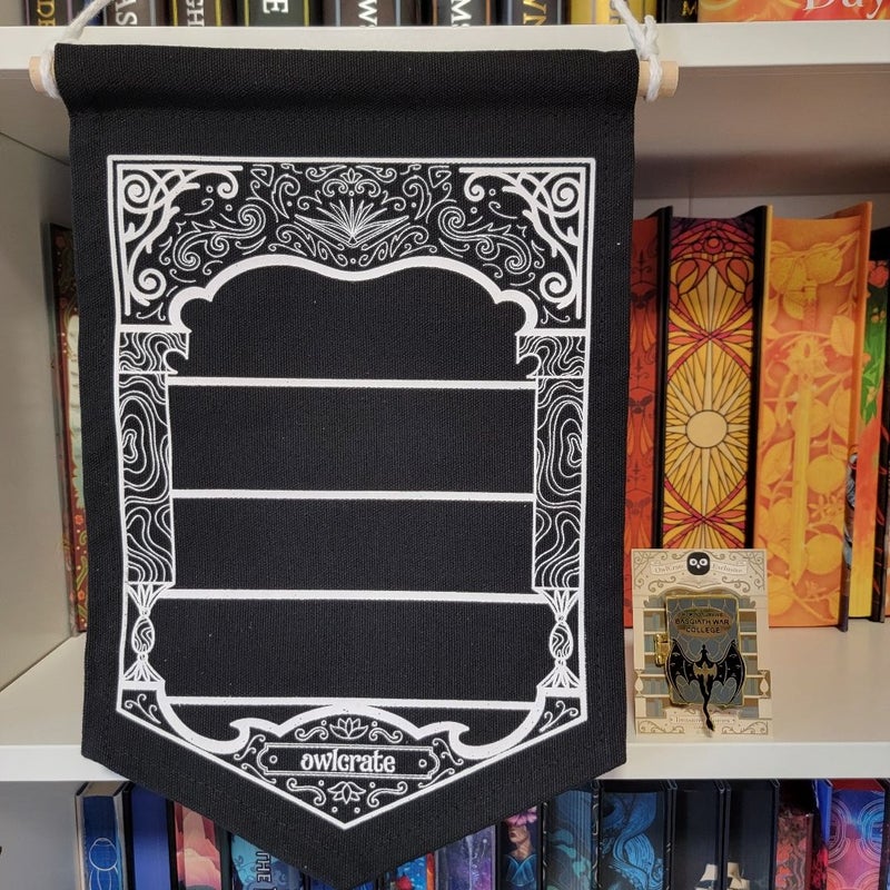 Owlcrate Fourth Wing Treasured Tomes Pin and Pin Banner