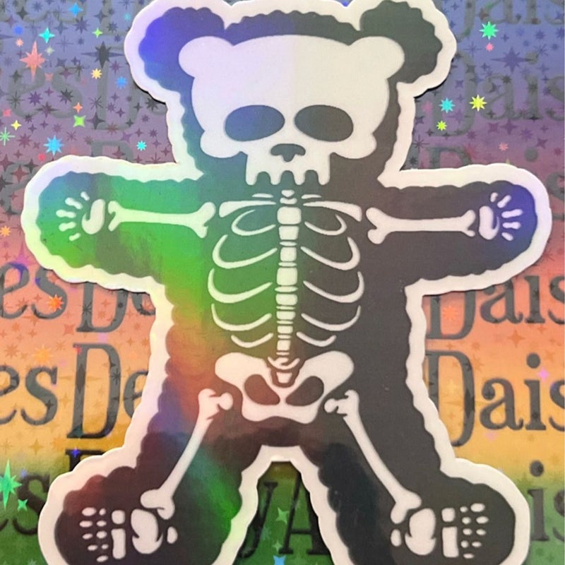 X-ray Skelly Skeleton Bear Iridescent Sticker