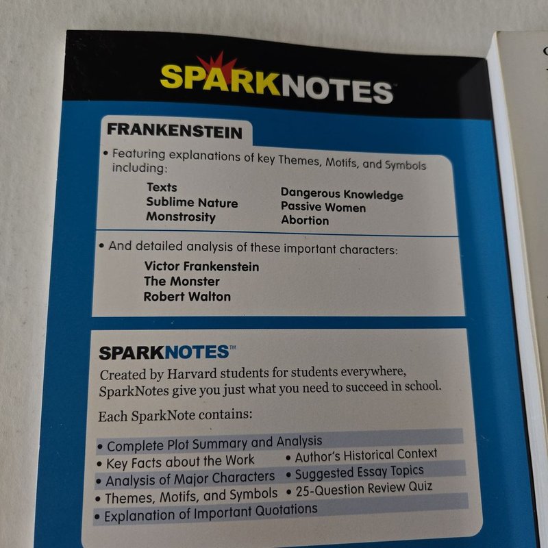Frankenstein Sparknotes & Case Studies 2 paperbacks by Mary shelley ...