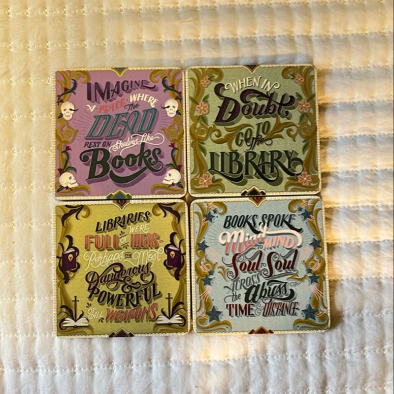 Bookish wooden Coasters 